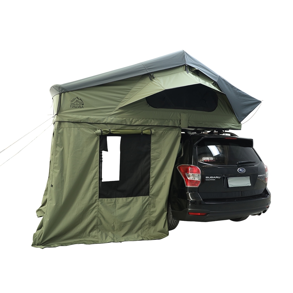 FjallVila-UppLov-daktent-met-ondertent-groen.jpg FjällVila UppLöv 140L daktent ondertent - Khaki-Green
