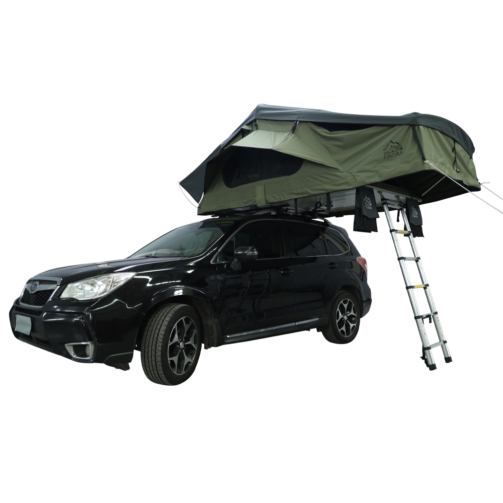 FjallVila-UppLov-daktent-op-auto.jpg FjällVila UppLöv 140L softtop daktent Khaki-Green